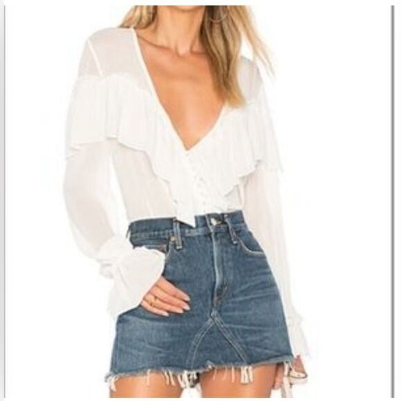 MAJORELLE Shirt Womens Small Mariel Blouse Sheer Cottagecore Prairiecore Boho - Picture 1 of 6